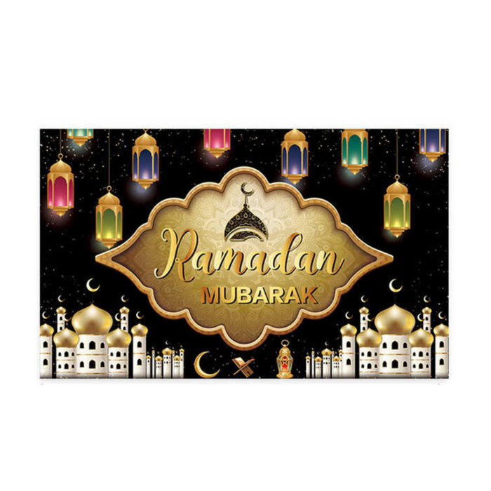 Ramadan Mubarak Decorations – Muslim Background Banner & Photo Booth Backdrop.