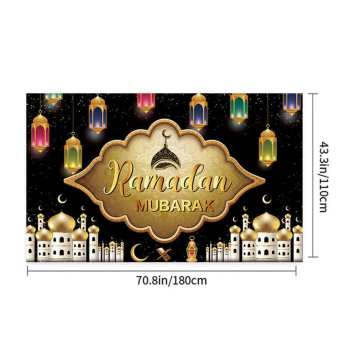 Ramadan Mubarak Decorations – Muslim Background Banner & Photo Booth Backdrop.