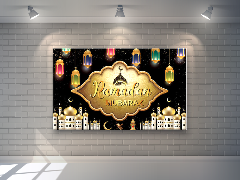 Ramadan Mubarak Decorations – Muslim Background Banner & Photo Booth Backdrop.