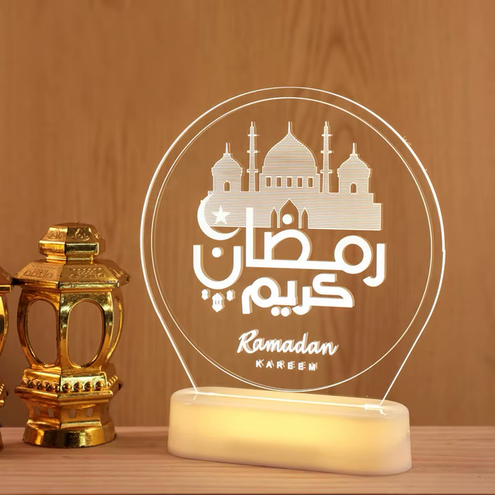 مصباح ليلي LED ثلاثي الأبعاد من الأكريليك – مصباح رمضان كريم لزينة رمضان