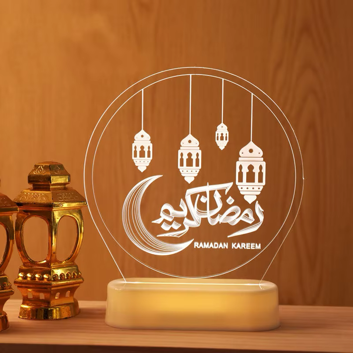 3D Acrylic LED Night Light – Ramadan Kareem Lamp for Ramadan Decorations