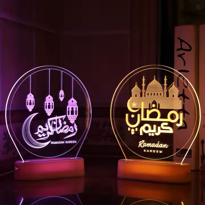 3D Acrylic LED Night Light – Ramadan Kareem Lamp for Ramadan Decorations