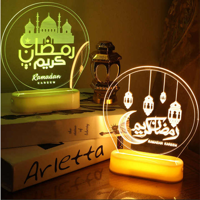 3D Acrylic LED Night Light – Ramadan Kareem Lamp for Ramadan Decorations