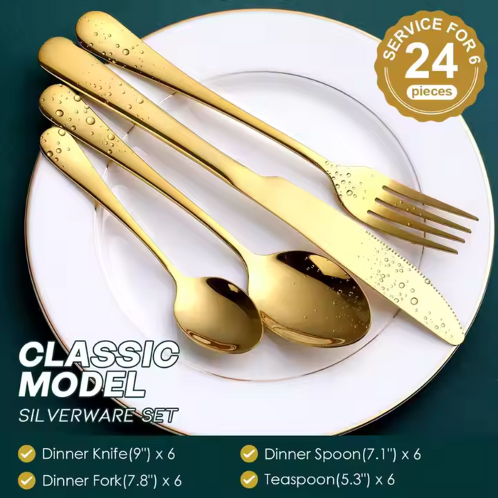 Gold Silverware Set 24Pcs.